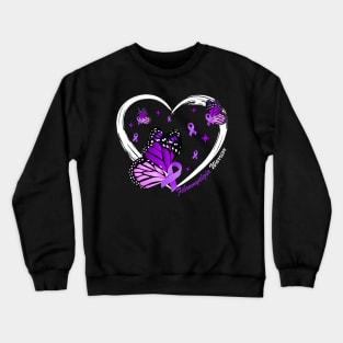 Fibromyalgia Awareness Day Warrior Survivor Butterfly Heart Crewneck Sweatshirt